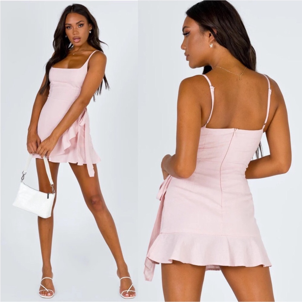Princess Polly COTTAGE HILL MINI DRESS Blush pink Size 4